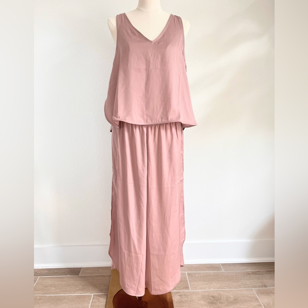UPWEST Sleepwear Loungewear Washable Satin Tulip Hem Pajama Set Women’s Size L